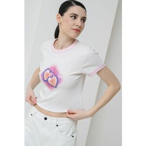 Tricou crop cu imprimeu cu inimi imagine
