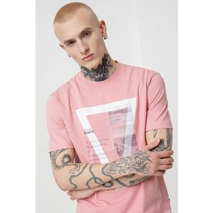 Tricou din bumbac cu decolteu la baza gatului si model grafic imagine