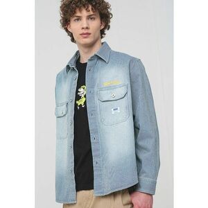 Jacheta-camasa decolorata - in dungi - din denim imagine