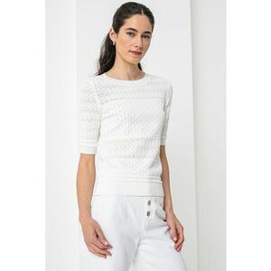 Bluza cu maneci medii si model cu perforatii Fhoenix imagine
