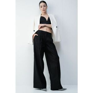 Pantaloni din amestec de in cu croiala ampla imagine