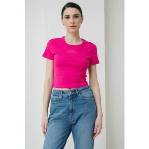Tricou crop cu imprimeu logo imagine