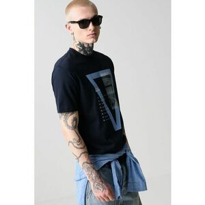 Tricou din bumbac cu decolteu la baza gatului si model grafic imagine