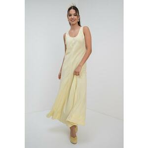 Rochie lunga din amestec de in cu decolteu rotund imagine