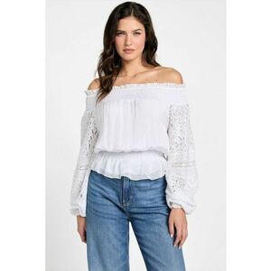 Bluza din amestec de matase cu decolteu pe umeri imagine
