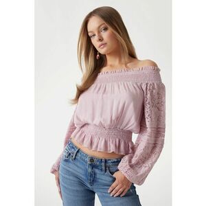 Bluza din amestec de matase cu decolteu pe umeri imagine