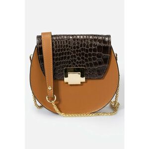 Geanta crossbody de piele cu aspect de piele de crocodil imagine