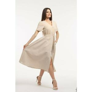 Rochie midi cu croiala evazata si cordon in talie imagine