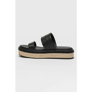 Papuci din piele flatform cu model uni imagine