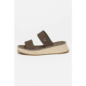 Papuci cu talpa wedge si monograma metalica discreta imagine