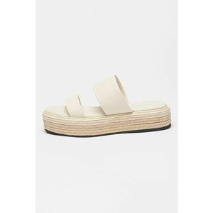 Papuci din piele flatform cu model uni imagine