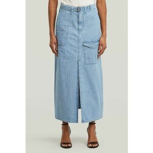 Fusta din denim cu croiala dreapta si buzunare imagine