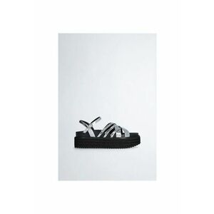 Sandale flatform de piele ecologica lacuita imagine