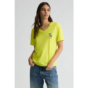 Tricou de bumbac cu decolteu in V si margele imagine