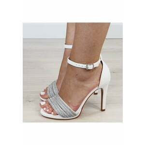 Sandale albe elegante cu toc stiletto imagine
