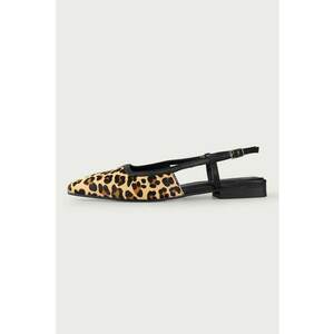 Balerini slingback de piele cu animal print Milena imagine