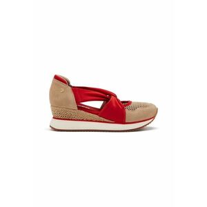 Pantofi cu talpa wedge si insertii din piele intoarsa imagine