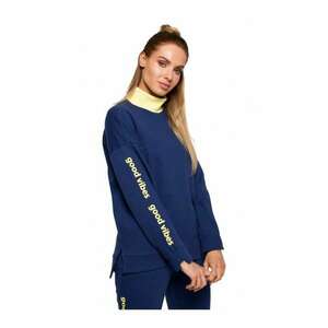 Bluza cu imprimeu - Bumbac/Poliester - Bleumarin/Galben imagine
