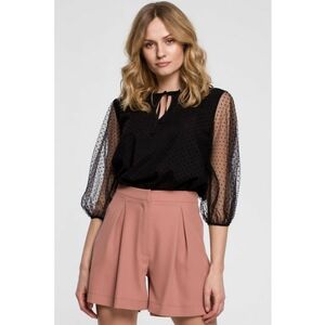 Bluza cu maneci bufante si legatura la gat - imagine