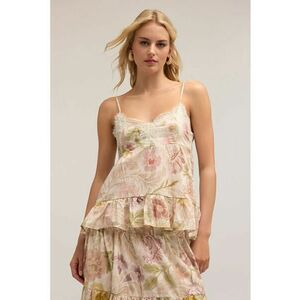Top cu decolteu in V si model floral imagine
