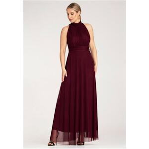 Rochie lunga de seara rosu - poliester-elastan - imagine