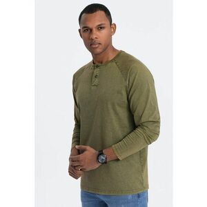 Bluza de bumbac cu decolteu Henley imagine