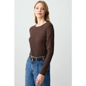 Bluza cu model uni si decolteu rotund imagine