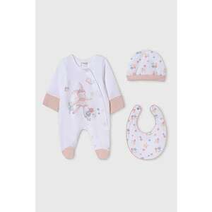 Set de caciula - bavata si body cu botosei si maneci lungi - 3 piese imagine
