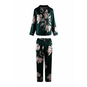 Pijama cu model floral si aspect de satin imagine
