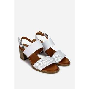 Sandale dama albe din piele naturala cu aspect perforat imagine