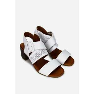 Sandale dama albe din piele cu model perforat imagine