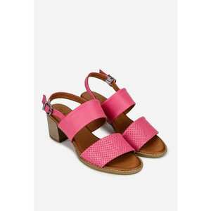 Sandale dama roz din piele naturala cu aspect perforat imagine