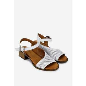 Sandale dama albe perforate din piele imagine