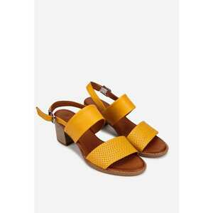 Sandale dama galbene din piele naturala cu aspect perforat imagine
