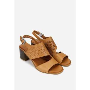 Sandale dama maro din piele naturala cu model perforat imagine