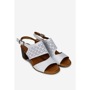 Sandale dama albe din piele naturala cu model perforat imagine