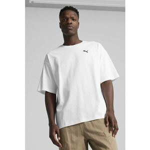 Tricou de bumbac cu decolteu la baza gatului si logo discret imagine