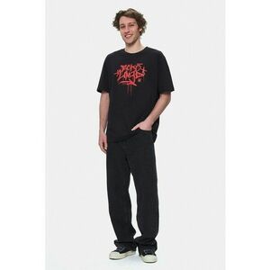 Tricou cu decolteu la baza gatului si imprimeu grafic imagine