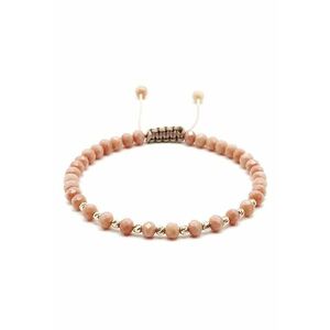 Bratara cu 10 bile din AUR 14K si cristale Bej Rose - barbat imagine