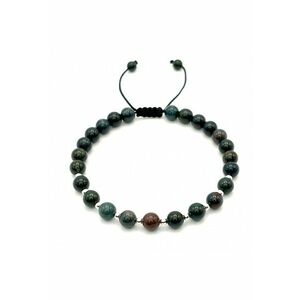 Bratara cu 10 bile din Argint 925 si pietre naturale Agat Indian de 6mm - snur reglabil - barbat imagine