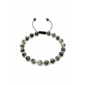 Bratara cu 19 bile din AUR 14K si pietre naturale Labradorit de 6mm - snur reglabil - barbat imagine