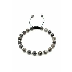 Bratara cu 19 bile din Argint 925 si pietre naturale Labradorit de 6mm - snur reglabil - barbat imagine