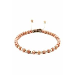 Bratara cu 10 bile din AUR 14K si cristale Bej Rose - snur reglabil - dama imagine