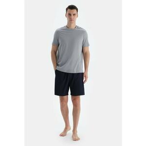 Pantaloni scurti de pijama din amestec de bumbac cu model in dungi imagine