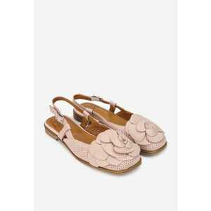 Sandale dama roz pudra din piele naturala cu ornament imagine