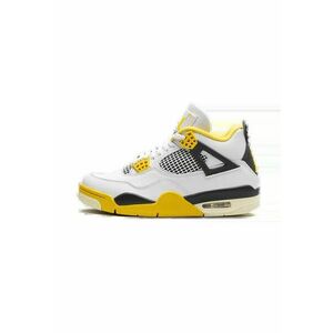 Adidasi Air Jordan 4 Vivid Sulfur - alb cu galben si negru - imagine