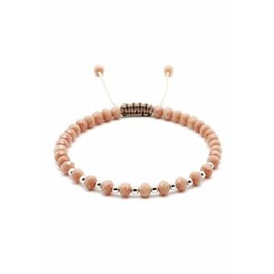 Bratara cu bile din Argint 925 si cristale Bej Rose - snur reglabil - dama imagine