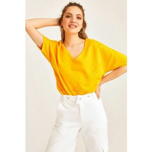 Bluza lejera de bumbac cu decolteu in V imagine