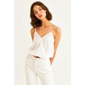 Top de bumbac cu broderie Sangallo imagine
