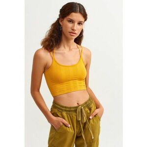 Top crop cu decolteu rotund imagine